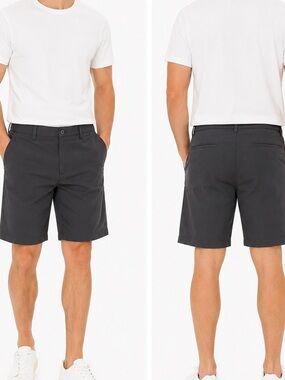 Perry Ellis Black Flat-Front Performance Golf Shorts